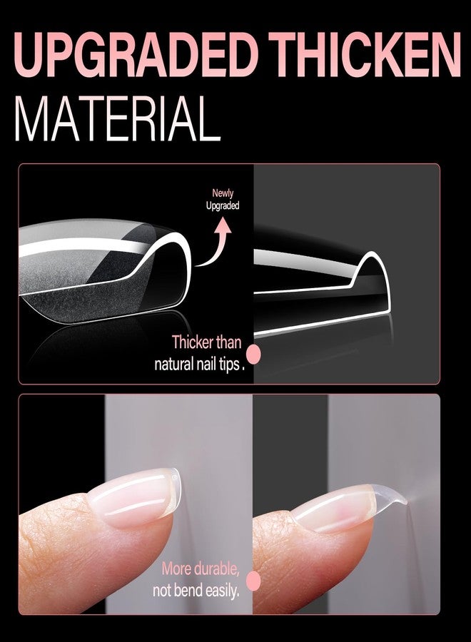 AILLSA Extra Short Square Nail Tips - 240pcs Thickened Pre-filed False Nail Tips Half Matte Nails Tips, Fake Nails for Gift - Image 2